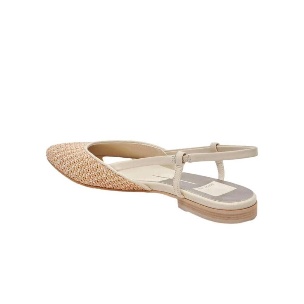 NEW DOLCE VITA women's narah pointed toe flat in white/natural raffia - Picture 5 of 5